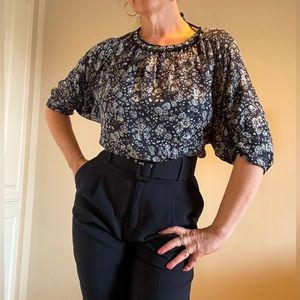 Elegant Floral top with Rhinestones